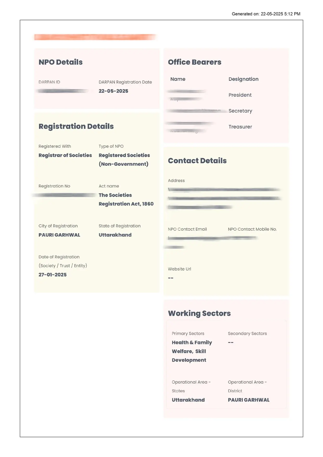 Darpan certificate