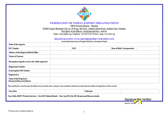 RCMC Registration Certificate